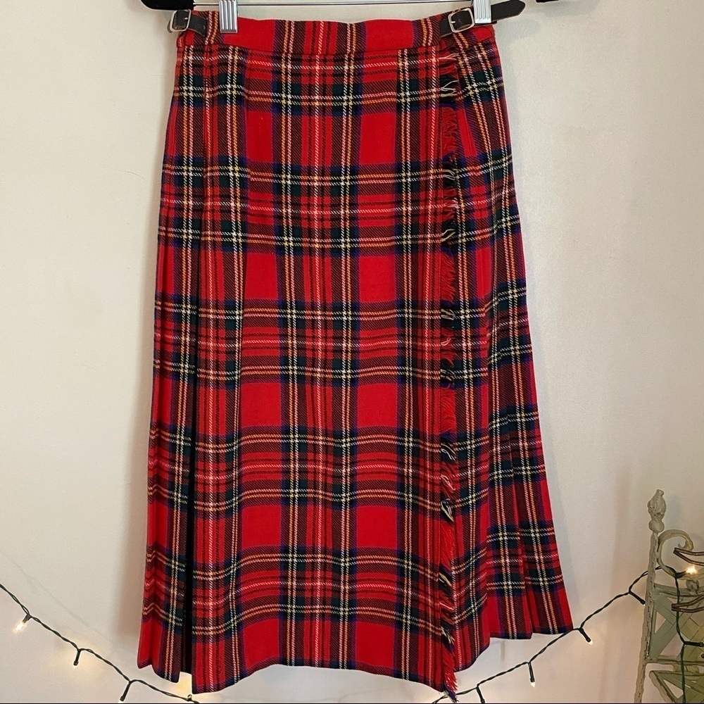 Vintage Red Plaid Wool Wrap Skirt Laird Portch